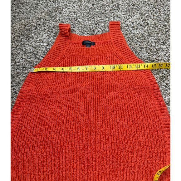 J Crew Orange Chunky Knit Tank Top Womens Sz S Fall Autumn Pumpkin High Neck - Picture 6 of 7